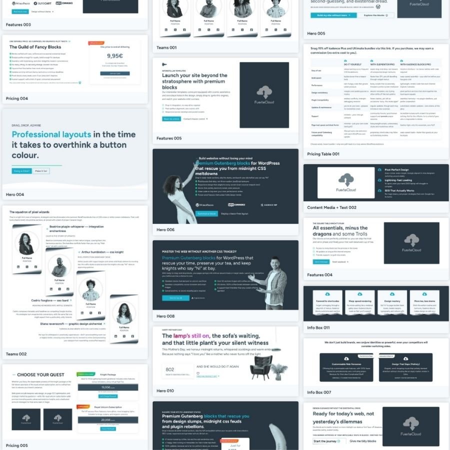 layouts for kadence blocks
